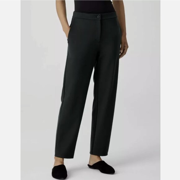 Eileen Fisher Dark Green Flex Ponte Slouchy Ankle Pant
